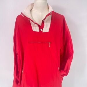 Vintage 80s French Noel Chabannes Mens 2XL Red Pullover Ski Anorak‎ Jacket Snaps